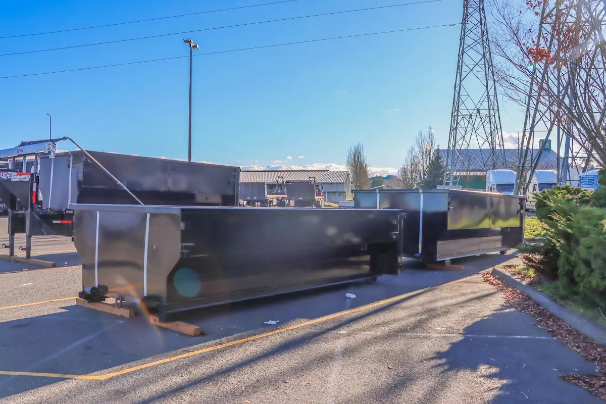 Roll-off dumpster ready for waste disposal at job site for 3 Yard Dumpster Rental in New Brighton